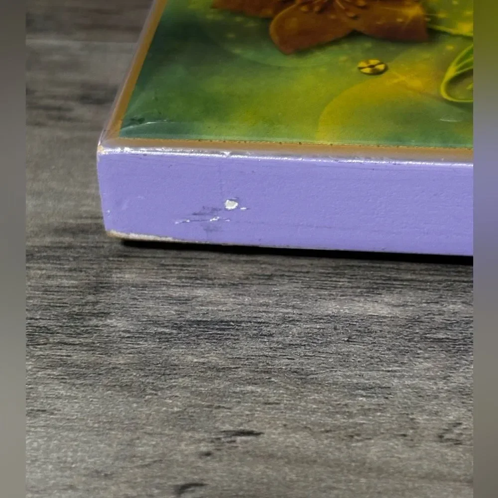 Vintage Tinkerbell Disney Store Picture Frame For 4x6 Fairy Acrylic Wood Easel